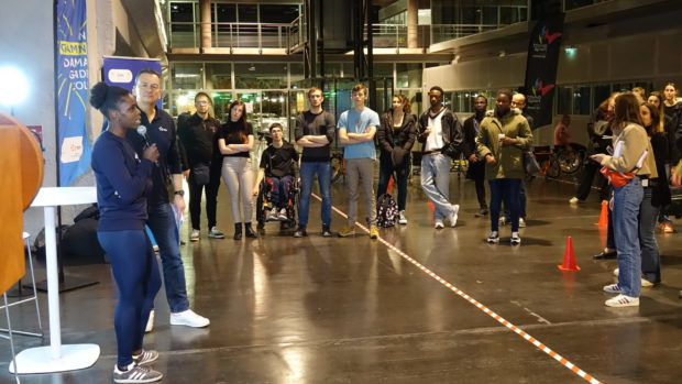 100 students from the Haute-Alsace University were made aware of the practice of para-sport in the presence of Angélina Lanza (Team EDF)